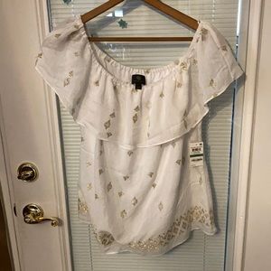 JM Collection woman’s L white and gold blouse